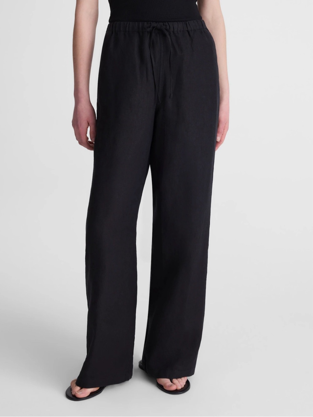 Madewell Short Pull-On Pants in 100% Linen Jet Black Size Small Short NEW w/ Tag - Picture 2 of 6